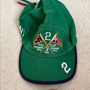 Vintage Green Polo Ralph Lauren Cap with Embroidered Flags